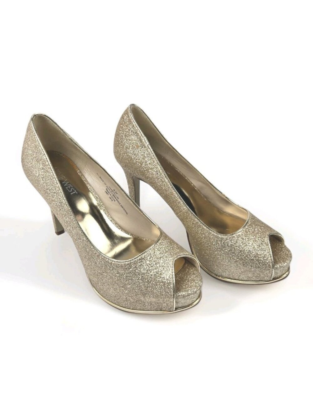 NINE WEST  Tan Pumps Size 8M Gold QUALITY MAN MADE MATERIAL